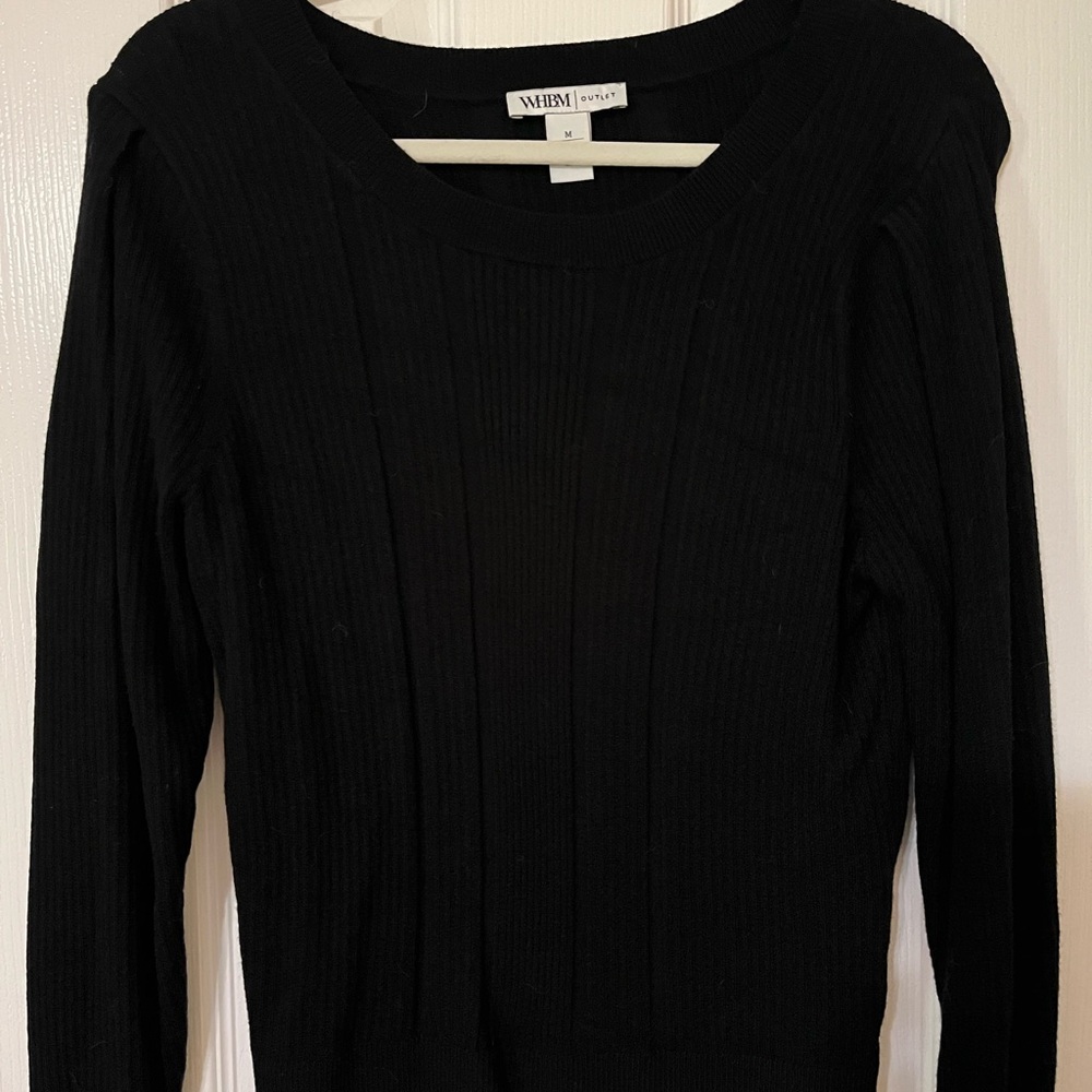 White House Black Market Black Ribbed Crewneck Sweater